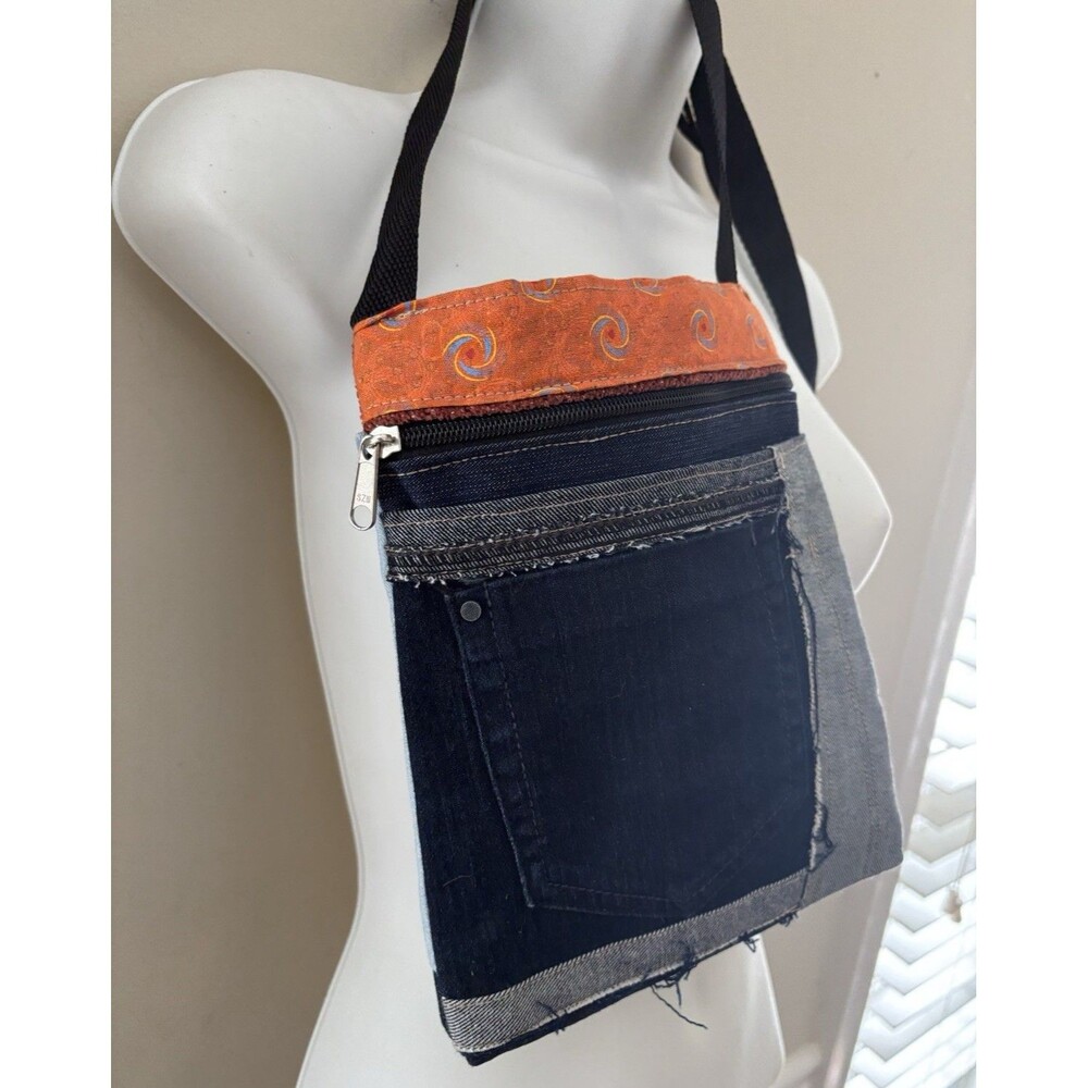 Tic Denim Crossbody Handbag Medium Multicolor Multiblock Fabric